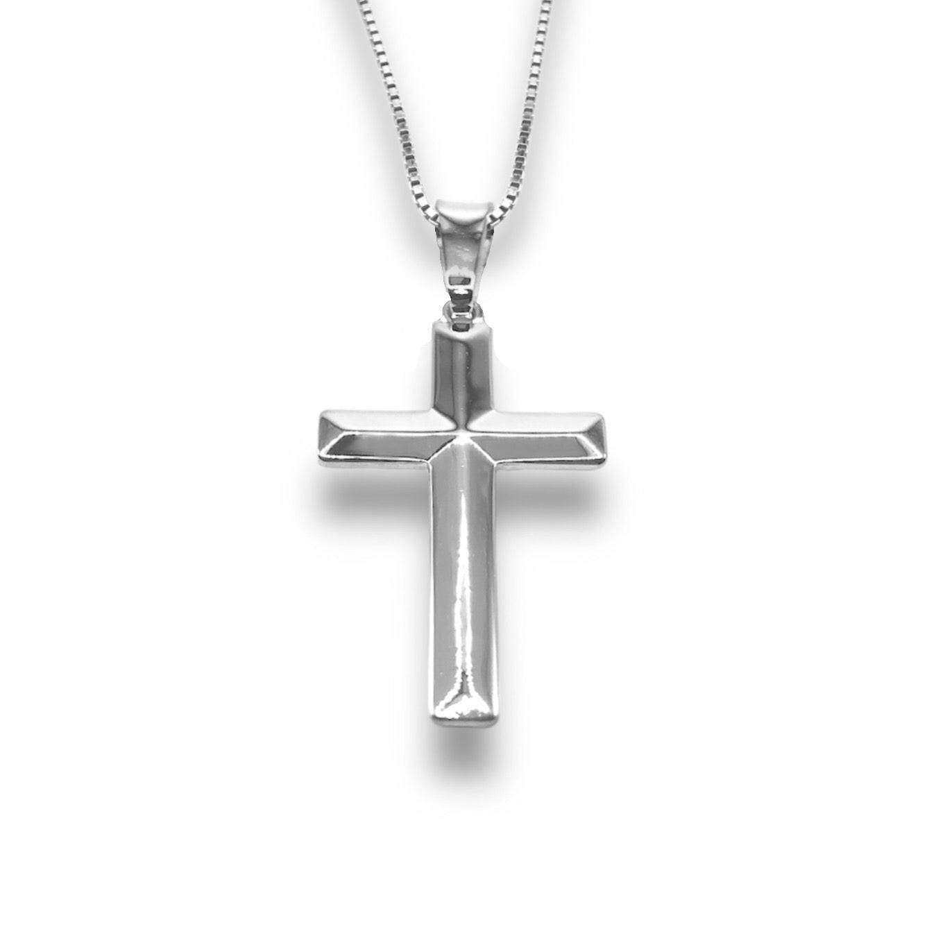 Sterling Silver Plain Tapered Cross Pendant With 22 Inch Chain