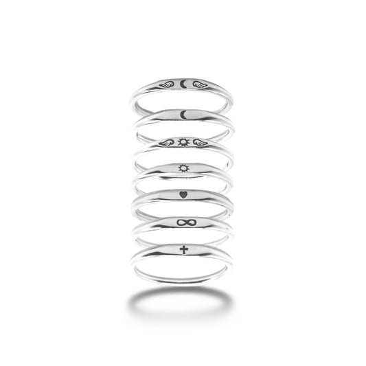 Dainty Stackable Oxidized Engraved Bands Refined Jewelry