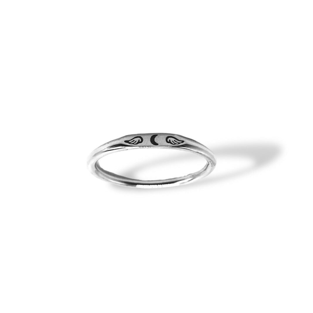 Dainty Stackable Oxidized Engraved Bands Refined Jewelry