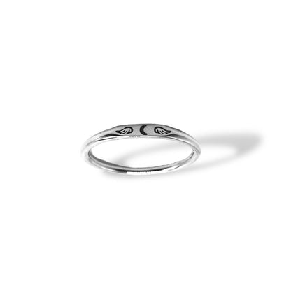 Dainty Stackable Oxidized Engraved Bands Refined Jewelry