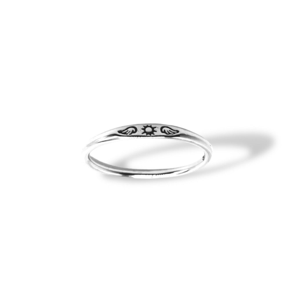 Dainty Stackable Oxidized Engraved Bands Refined Jewelry