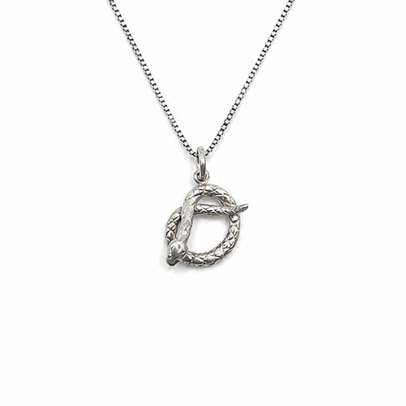 Sterling Silver Coiled Rattlesnake Pendant Necklace With 18" Chain