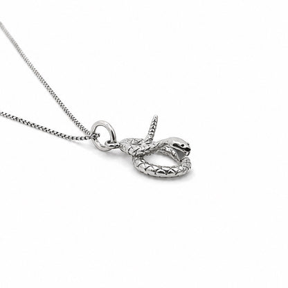 Sterling Silver Coiled Rattlesnake Pendant Necklace With 18" Chain