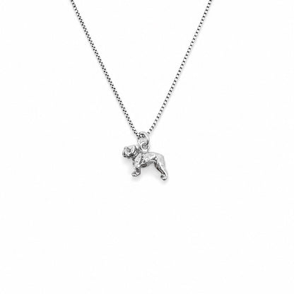 Sterling Silver Bulldog Pendant Necklace With 18" Chain