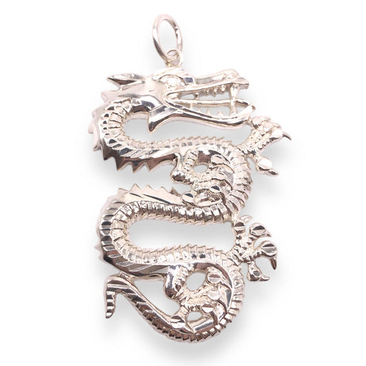 Extra Large Sterling Silver Dragon Pendant Refined Jewelry