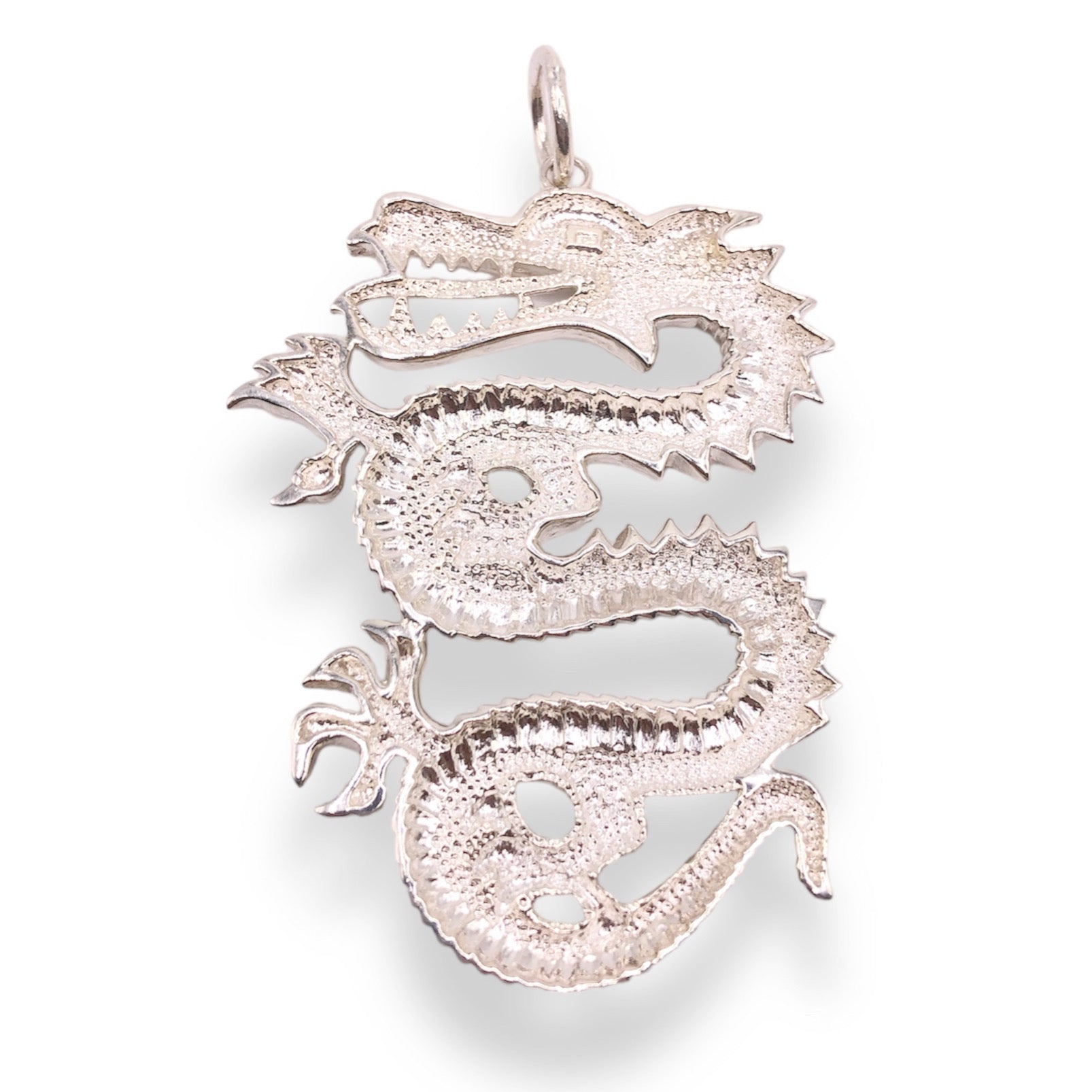 Extra Large Sterling Silver Dragon Pendant Refined Jewelry