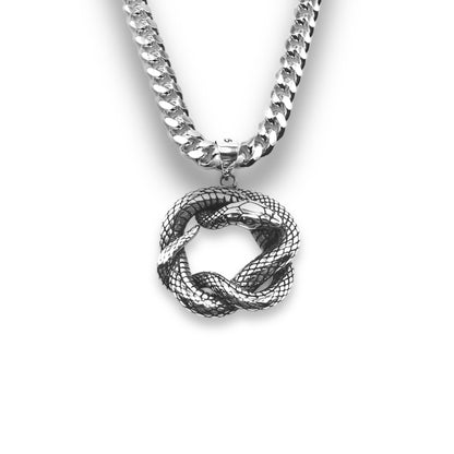 Sterling Silver Oxidized Coiled Spiral Snake Pendant With 22 Inch Chain