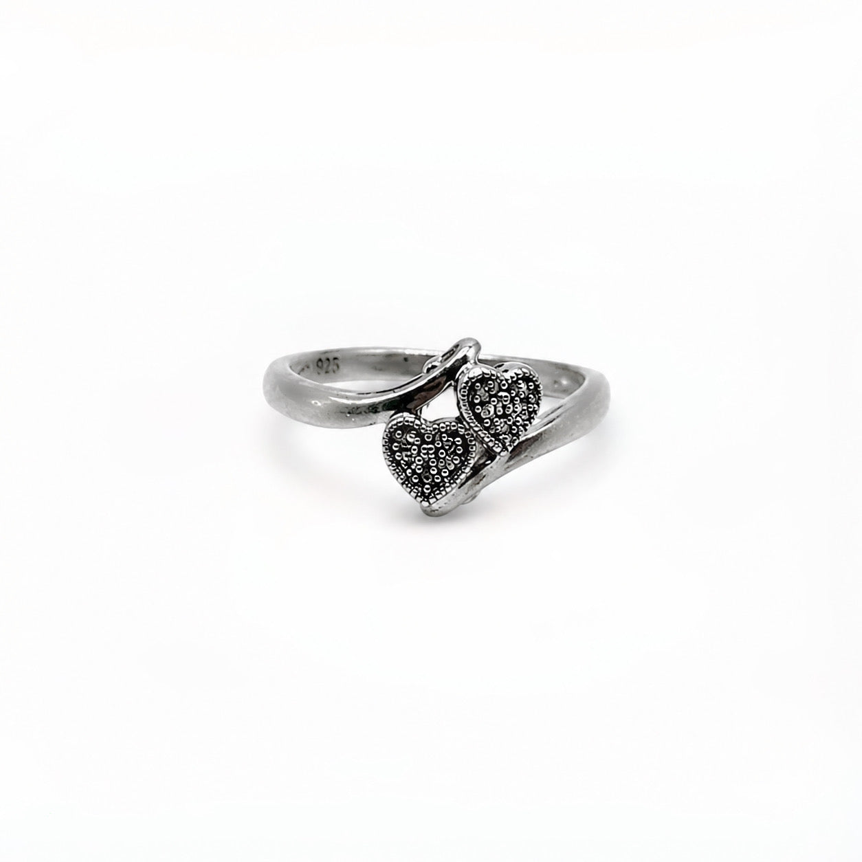 Diamond Accent Sterling Silver Heart Split Band Ring