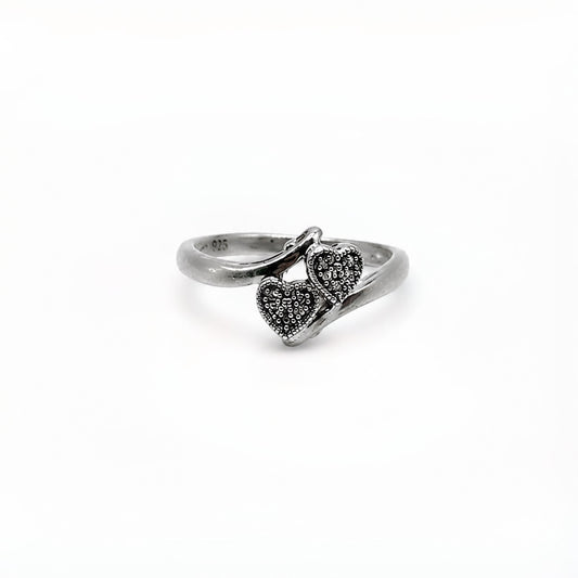 Diamond Accent Sterling Silver Heart Split Band Ring