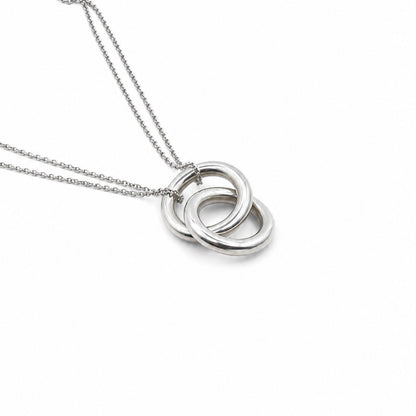 Sterling Silver Interlocking Circles Multi-Strand Pendant Necklace on 17" Chain