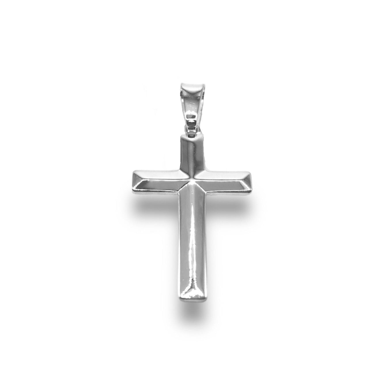 Sterling Silver Plain Tapered Cross Pendant With 22 Inch Chain