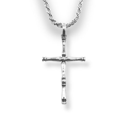 Sterling Silver Bamboo Cross Pendant