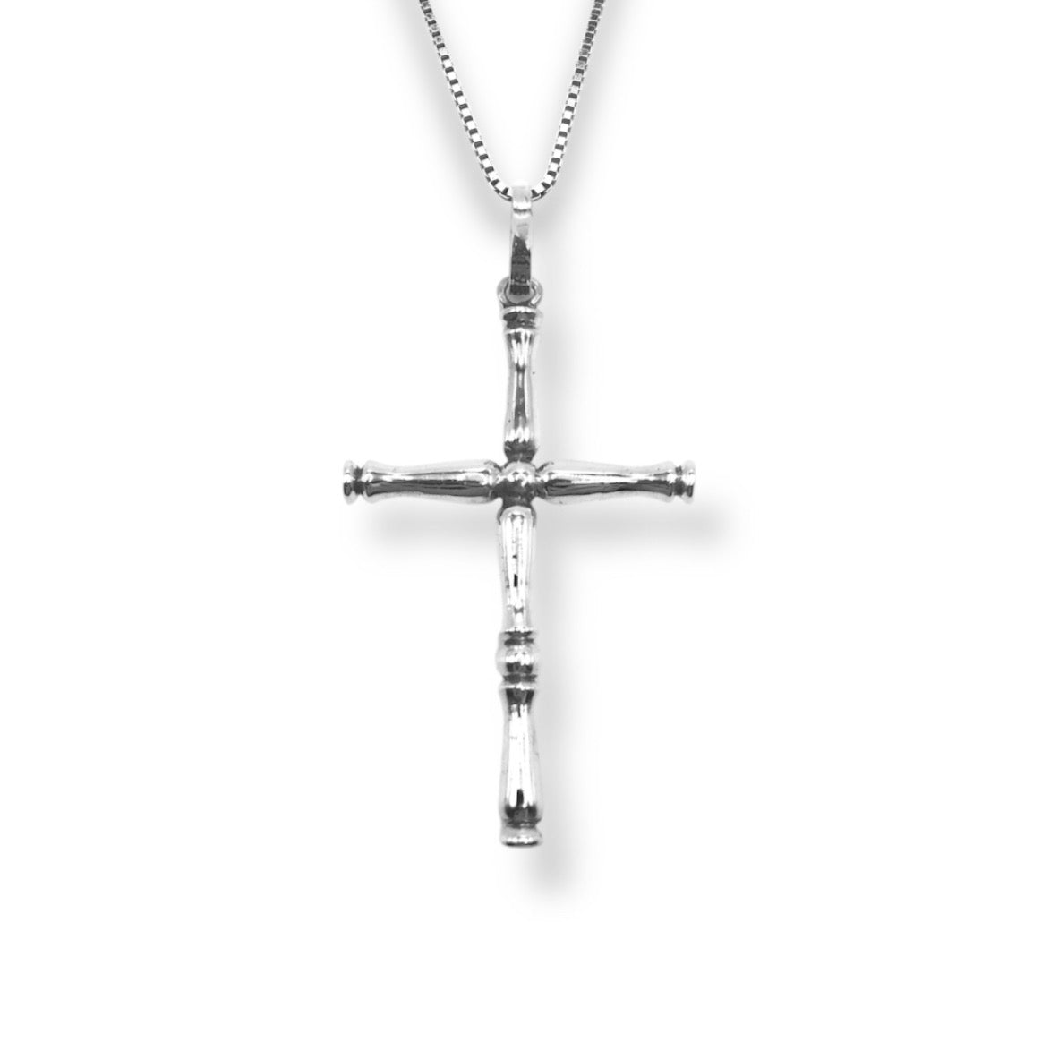 Sterling Silver Bamboo Cross Pendant