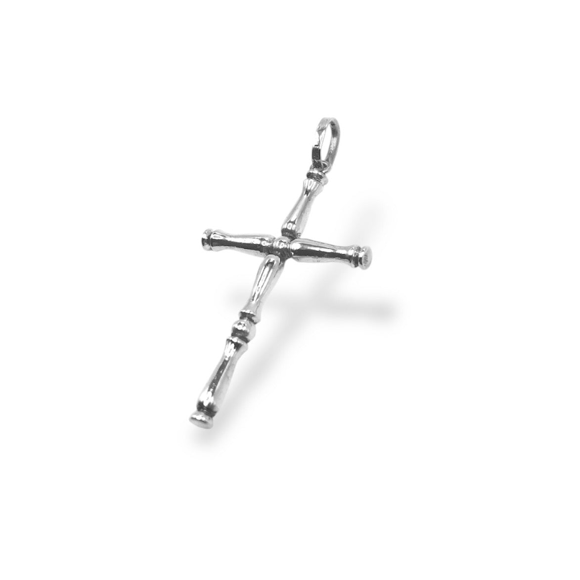 Sterling Silver Bamboo Cross Pendant