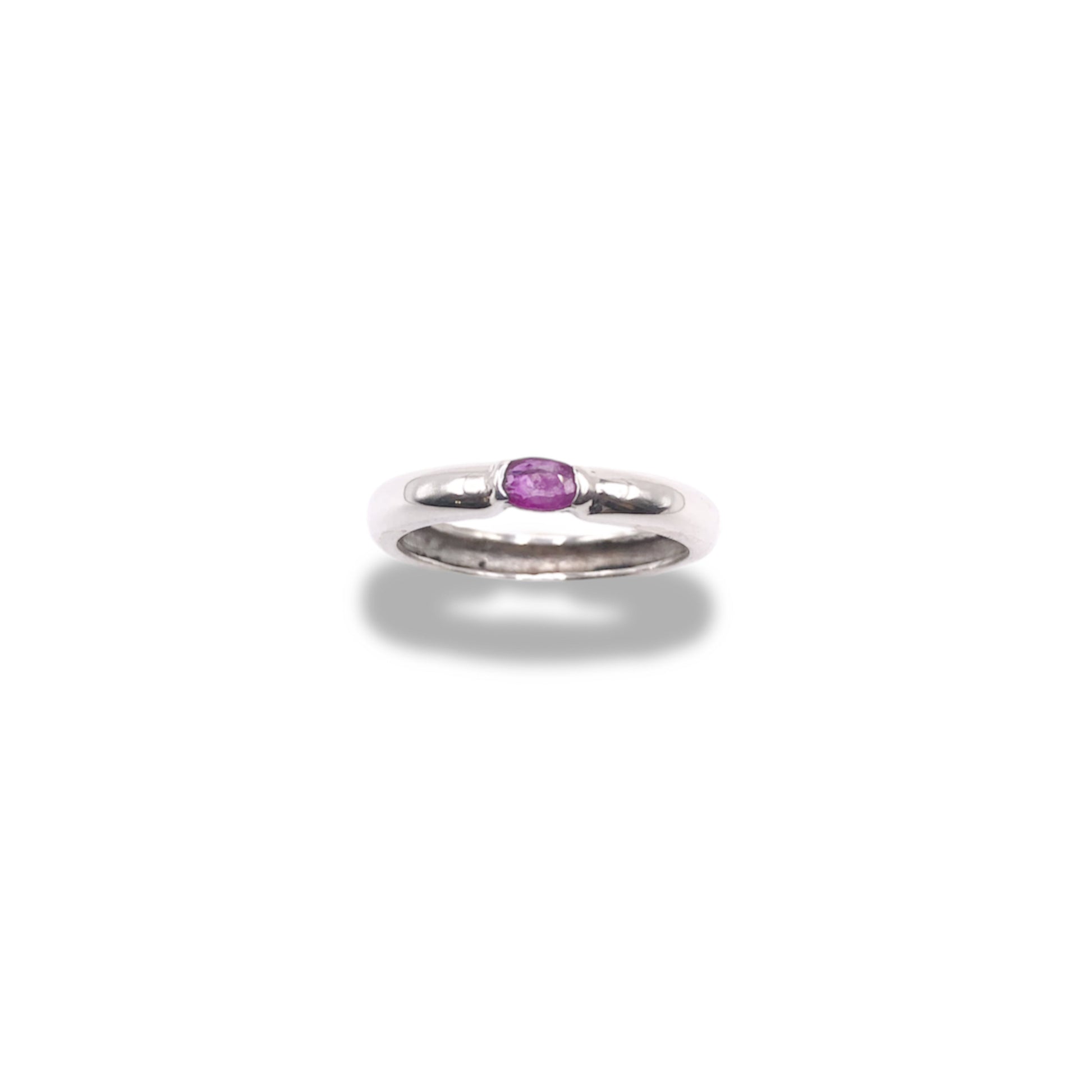 Sapphire / Ruby / Emerald Sterling Silver Half Bezel Stackable Rings Refined Jewelry