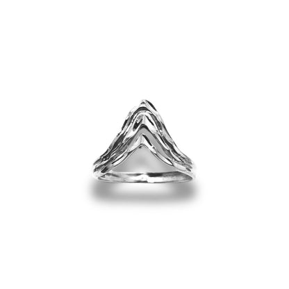 Sterling Silver 3-Tier Diamond Cut Chevron Ring Refined Jewelry