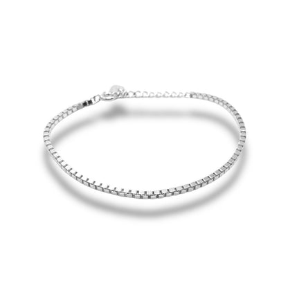 Sterling Silver Box Link Bracelet - 2mm Refined Jewelry