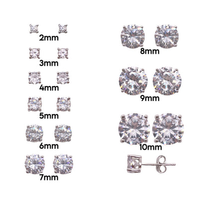 Sterling Silver Cubic Zirconia Stud Earrings Refined Jewelry