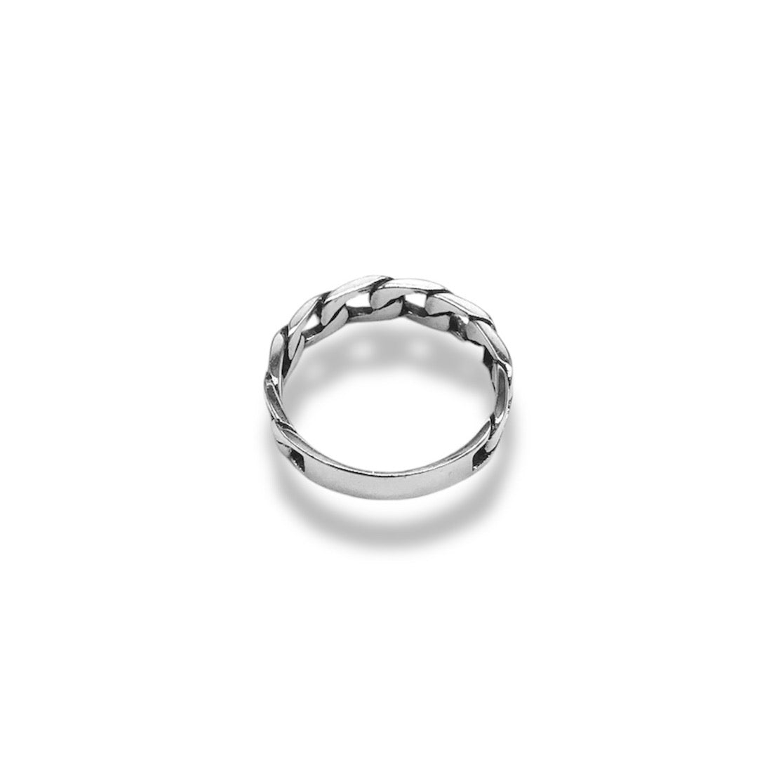 Sterling Silver Curb Chain Link Ring Refined Jewelry