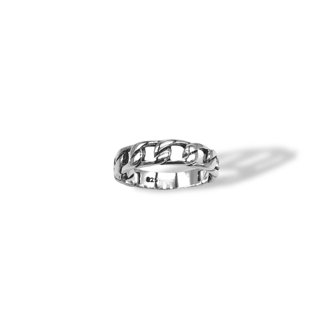 Sterling Silver Curb Chain Link Ring Refined Jewelry