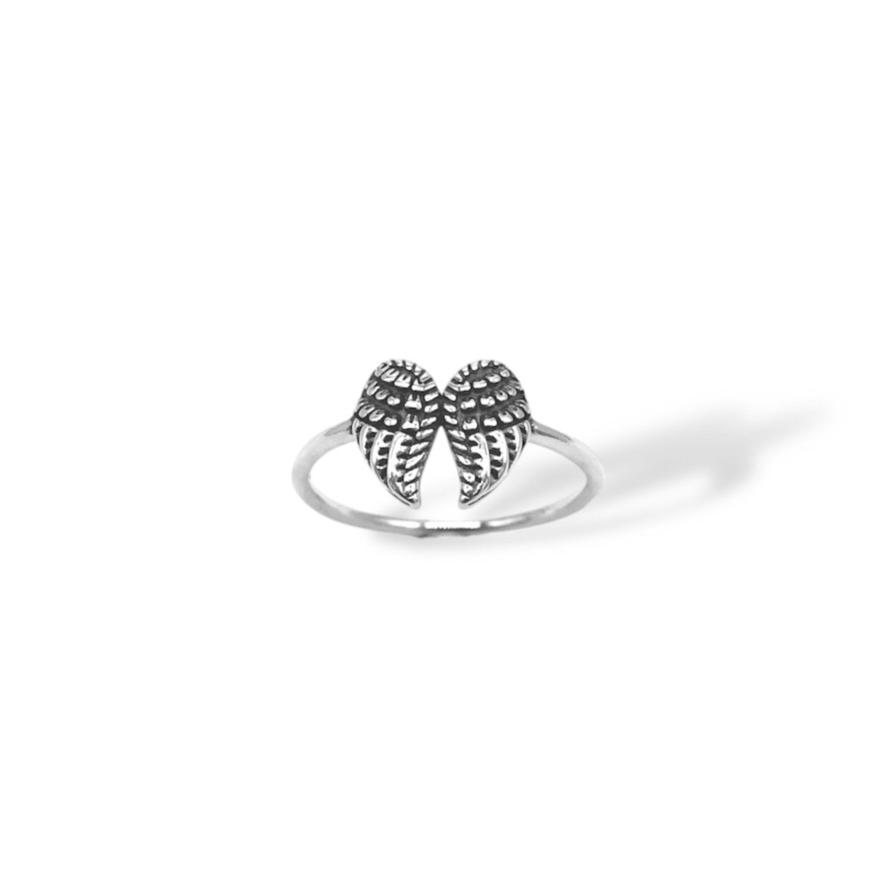 Sterling Silver Dainty Minimalist Oxidized Wings Ring Refined Jewelry