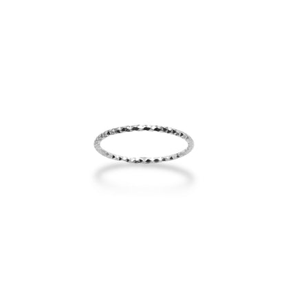 Sterling Silver Diamond Cut Textured Band Refined Jewelry