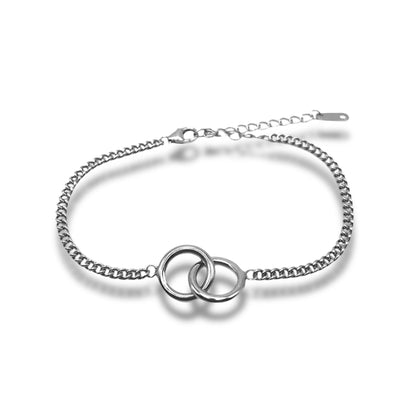 Sterling Silver Double Circle Curb Link Bracelet Refined Jewelry