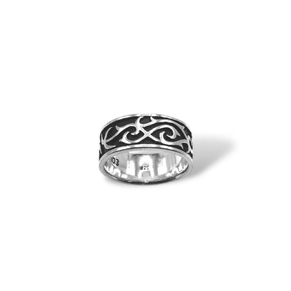 Sterling Silver Medieval Flame Tribal Band Refined Jewelry