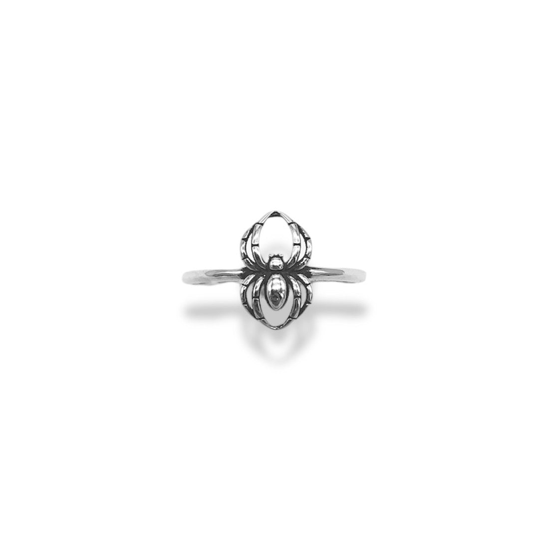 Sterling Silver Minimalist Oxidized Spider Ring Refined Jewelry