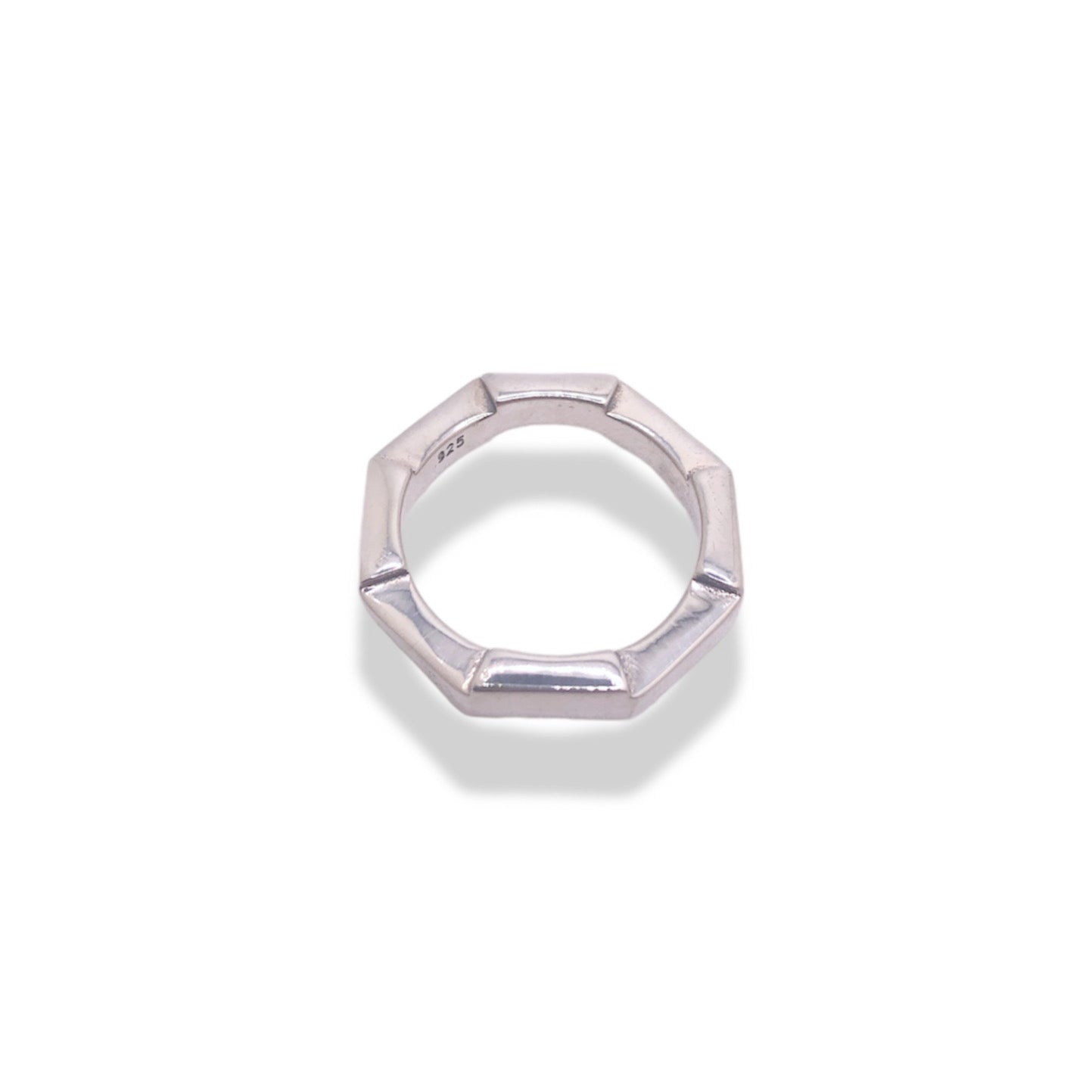 Sterling Silver Offset Bamboo Style Ring Refined Jewelry