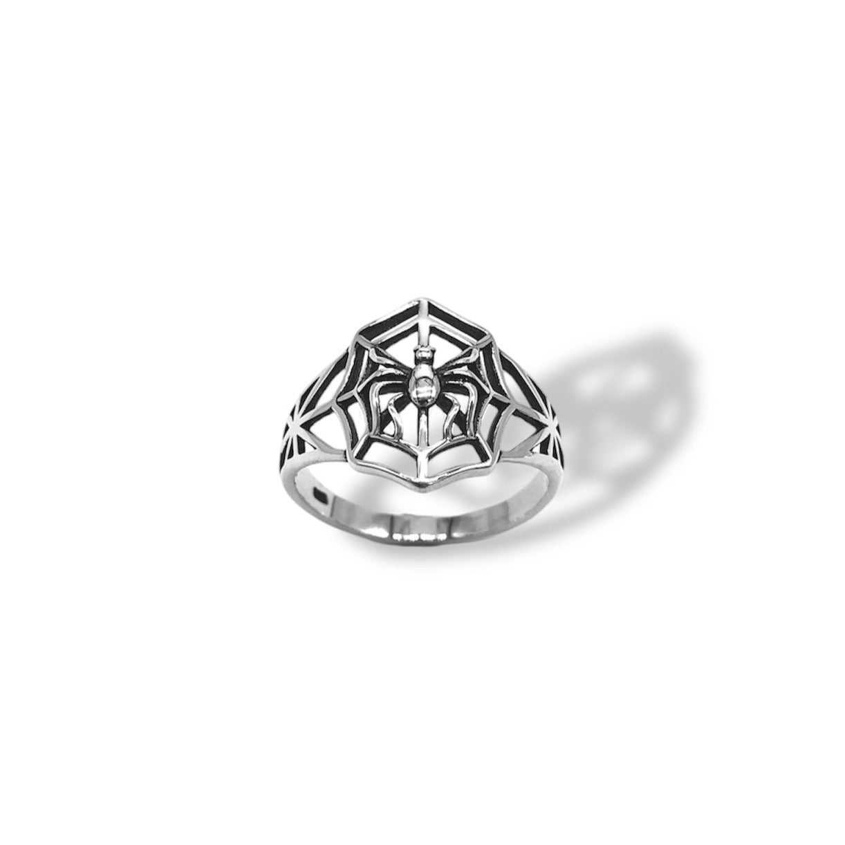 Sterling Silver Oxidized Spider Web Ring Refined Jewelry