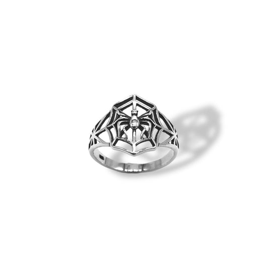 Sterling Silver Oxidized Spider Web Ring Refined Jewelry