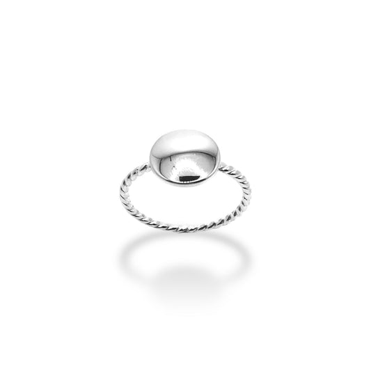 Sterling Silver Round Top Twisted Band Ring Refined Jewelry