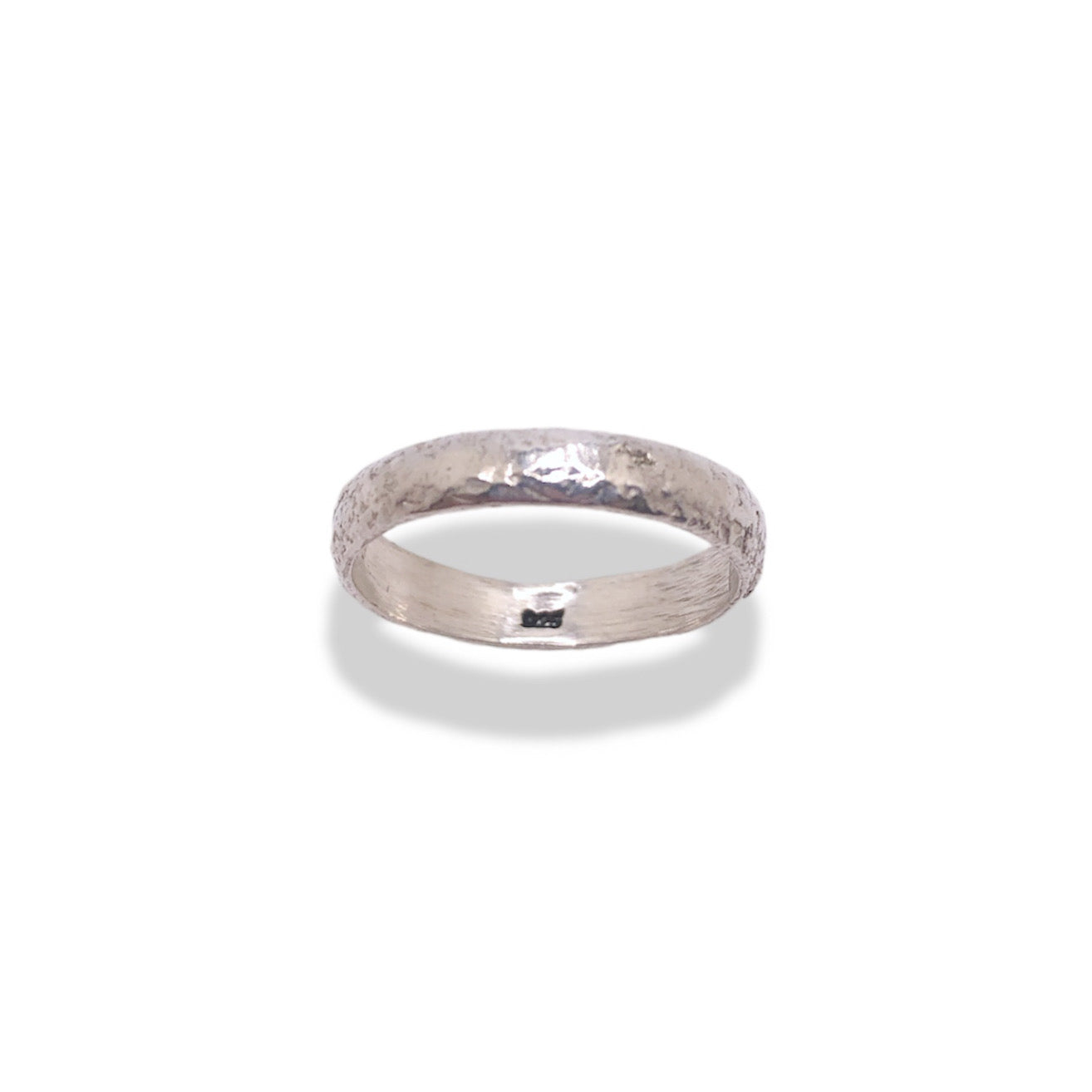 Sterling Silver Textured Moon Band Refined Jewelry