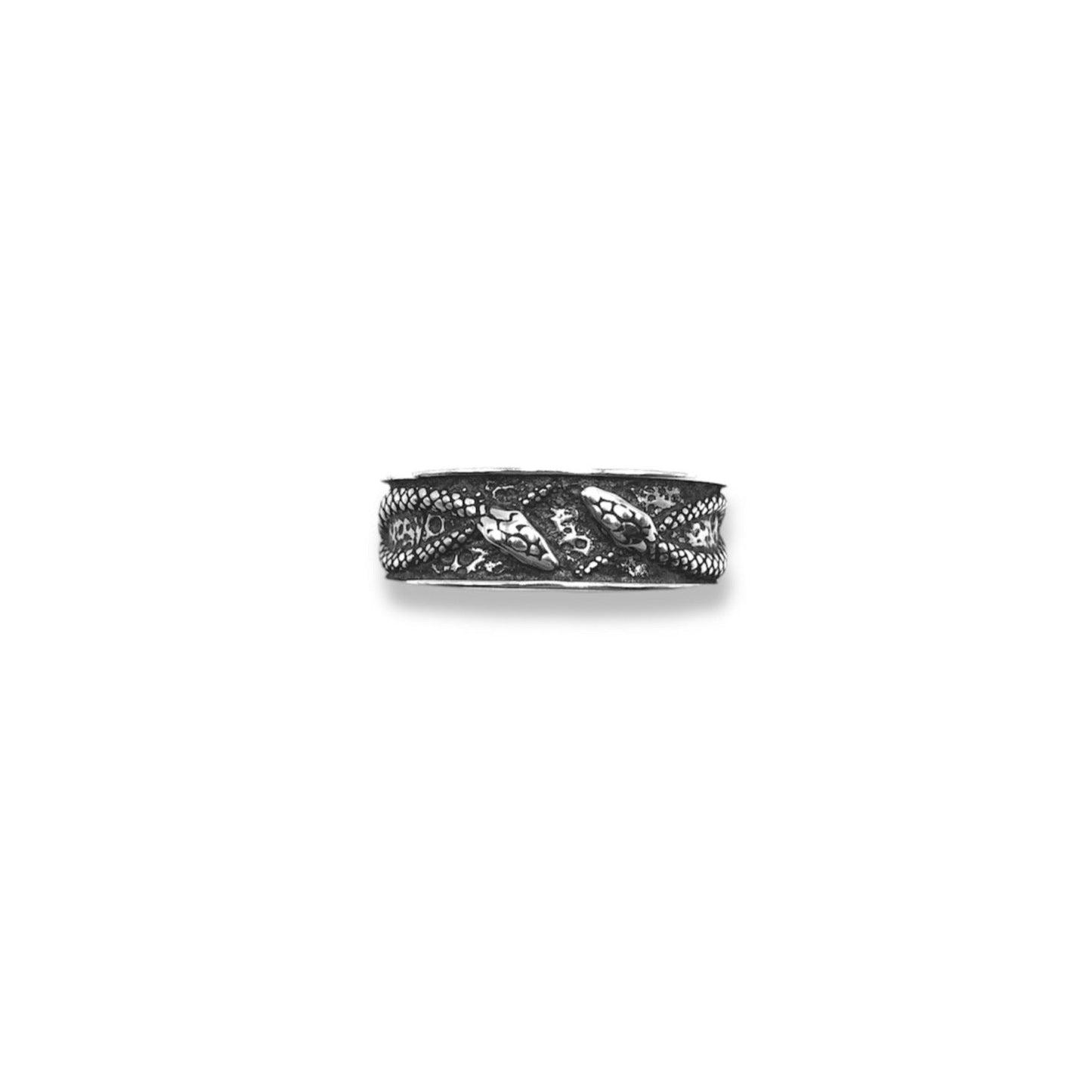 Sterling Silver Wrapped Fossilized Snake Band Refined Jewelry